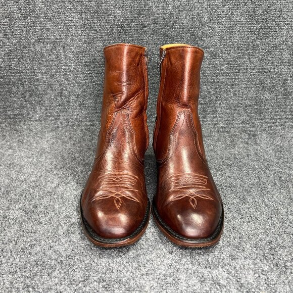 Boulet Ranch Hand Western Boots Men's Size 10 Brown Leather Zip Dress Cowboy - Picture 2 of 14